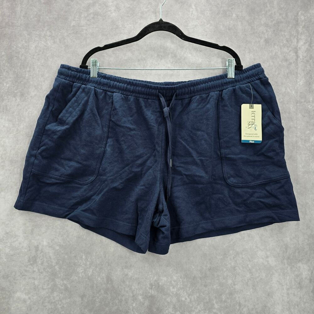 Terra & Sky Navy Blue Active Jogger Relaxed Pullon Sweat Pants Shorts Plus 2X